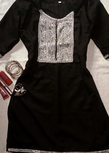 Stylish Black Kurta with Silver Embellishments