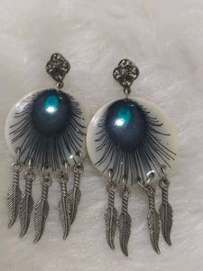 Peacock Feather Dangle Earrings