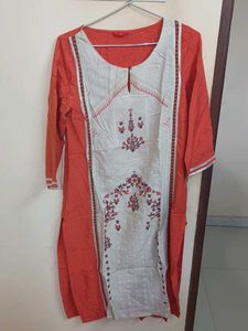Orange Printed Kurta
