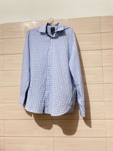 Imported Men's Blue Checkered Long Sleeve Shirt