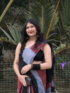 Elegant Black &amp; Red Saree