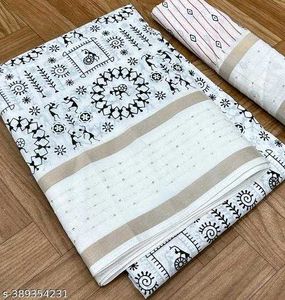 New Elegant White Saree with bp
