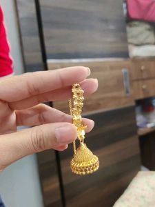 Exquisite Gold Tone Jhumka Earrings