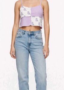 Cute Dinosaur Patchwork Crop Top