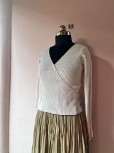 Cream Wrap Long Sleeve top