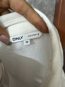 Cream Textured Long Sleeve Button-Up Blouse