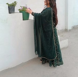 Green Gown With Dupatta