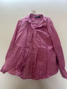 Chic Pink Embroidered Button-Up Shirt