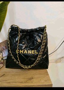 Chic Black Patent Leather Chain Bag