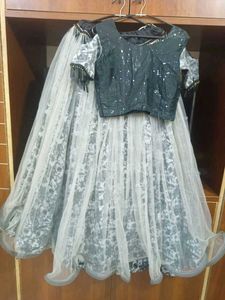 Grey Floral Lehenga