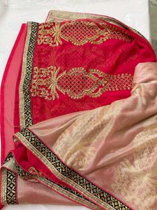 Beautiful Red Embroidered Saree