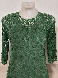 Green Crochet Tunic Top