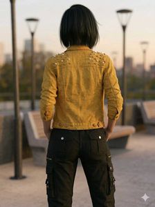 Beaded Yellow Denim Jacket