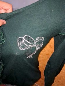 Chic Ruffled Dark Green Top
