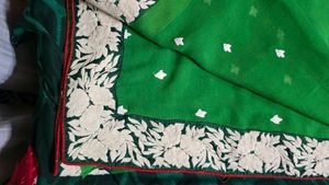 dual-tone green ombre chiffon saree, a gracefully