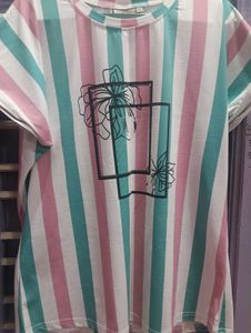 Striped T-Shirt with Floral Graphic