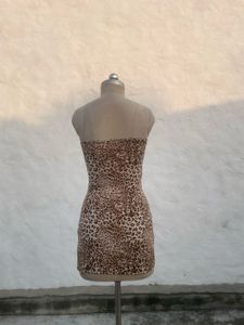 Leopard Print Strapless Dress