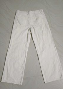 Cream Wide Leg Jeans
