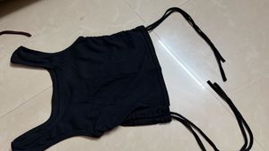 Black Drawstring Crop Top