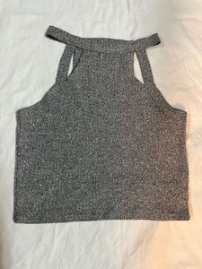 Charlotte Russe Grey Marled Ribbed Top