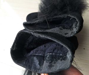 Black suede  Faux Fur Platform Boots