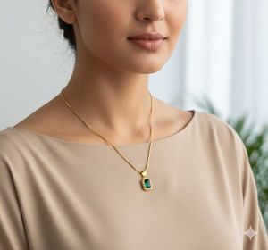 Premium Anti-Tarnish Emerald pendant necklace
