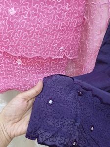 Purple Kurta Set with Pink Dupatta