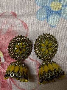 Mustard Off Shoulder Embroidered Kurti