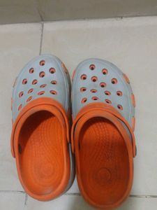 Comfortable Orange & Grey Clogs