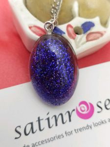 Sparkling Purple Egg Pendant Necklace