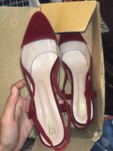 Burgundy Velvet transparent Heels