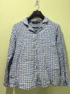 Blue Checkered Crinkled Shirt