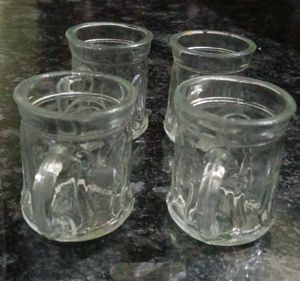Set of 4 small Glass Cups with Handles