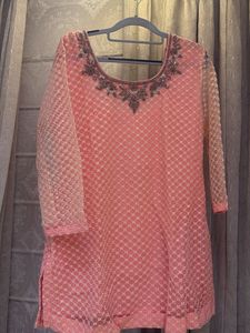Elegant Pink Embellished Kurta and skirt