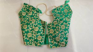 Elegant Green Floral Brocade Blouse