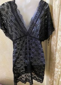 Sheer Black Lace Tunic Top