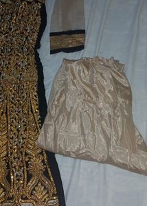 Black &amp;golden Combination Havey Work Gown