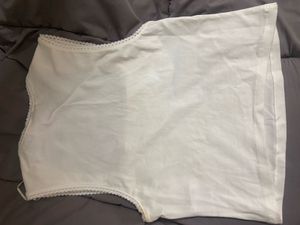 H&amp;m White Square Neck Tank Top