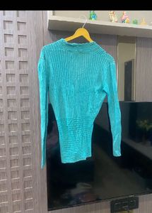 Turquoise V-Neck Wrap Top