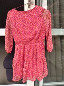 Chic Pink Printed Dress