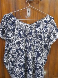 Navy Floral Print Tunic Top