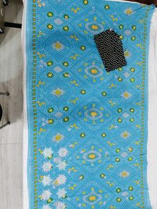 🇳🇿💫🎀Elegant Blue Bandhej Printed Saree