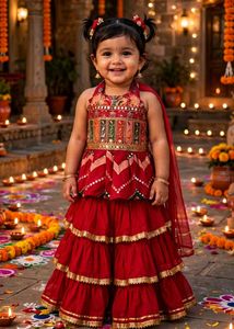 💕 Rose Pink Baby girl Lahenga 💕