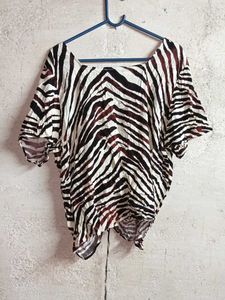PLUS SIZE Zebra Print Ruched Top Multicolour