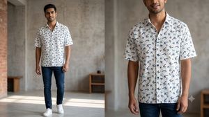 Men's White Bamboo Print Shirt
