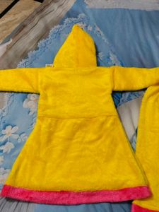 Cute Yellow Hooded Fleece Coat