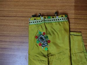 Embroidered Silk Blouse olive green