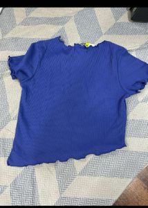 Blue 'Attitude 22' Ruffle Tee
