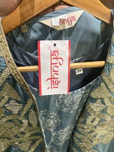Bluish Grey Info-western Jumpsuit