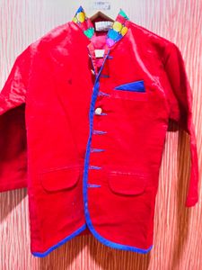 Red Festive Nehru Jacket